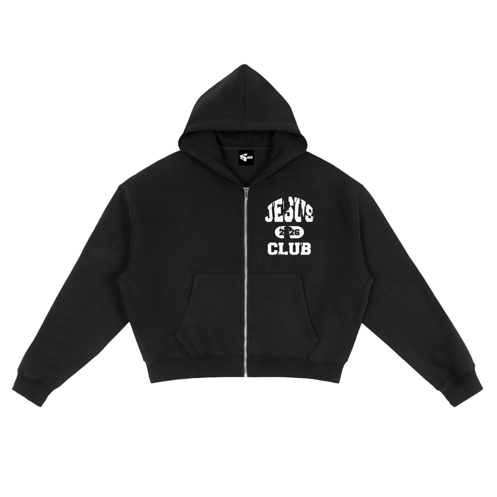 Saviour  Zip-Up Boxy Hoodie