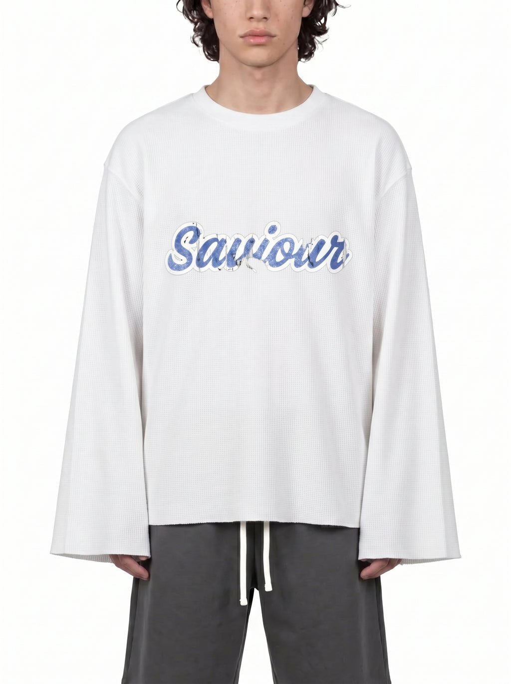 Saviour Jesus Waffle Raw Edge Longsleeve