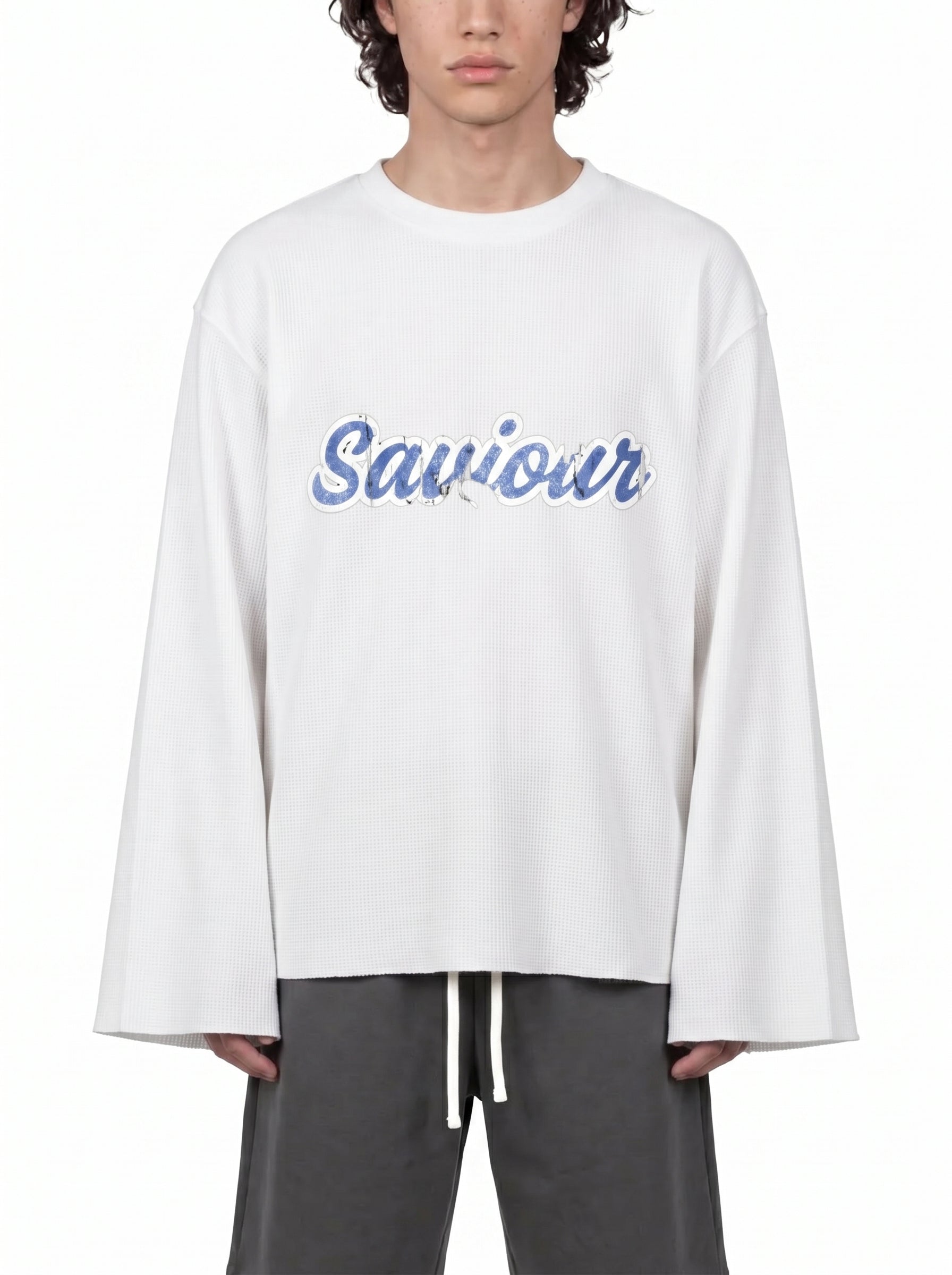 Saviour Jesus Waffle Raw Edge Longsleeve