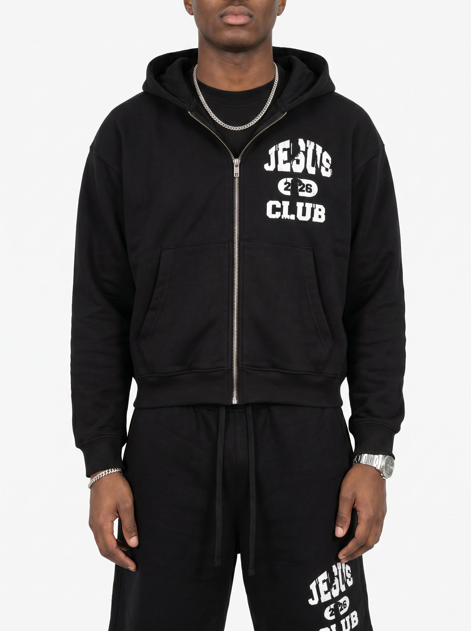 Saviour  Zip-Up Boxy Hoodie